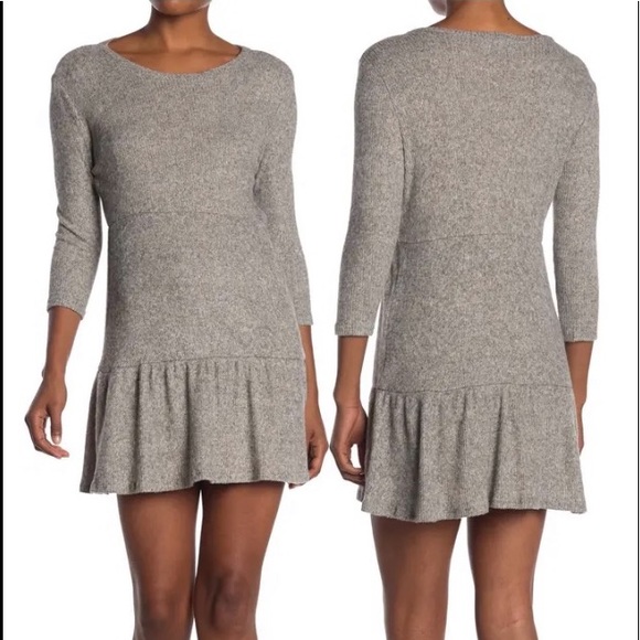 Max + Ash Sweater Dress with a Flounce Hem in Mocha Black, Size Medium, NWT - Picture 2 of 15